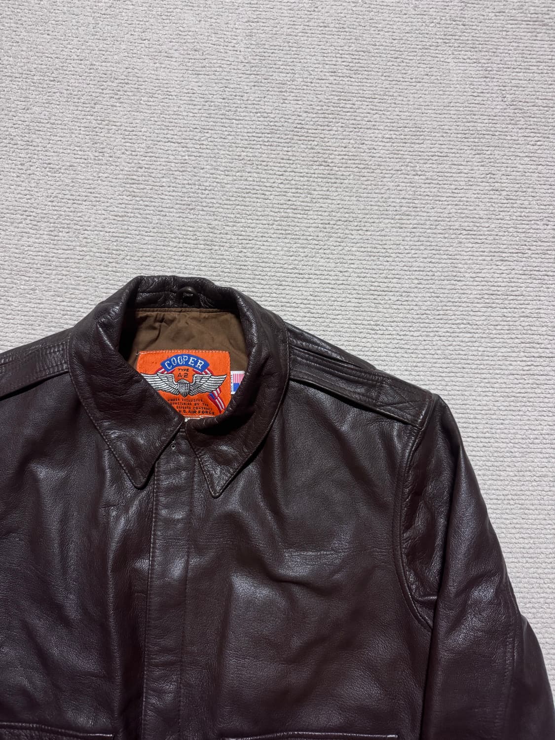 80s USA Cooper A-2 레더자켓 브라운 38-R 상품이미지2