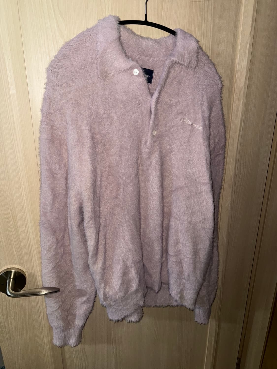 M 디스이즈네버댓 SCT-Logo Shaggy Knit Polo Pink 상품이미지2