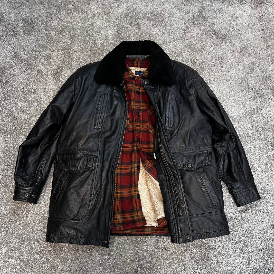 빈티지 블랙 소가죽 사파리 자켓L 상품이미지1