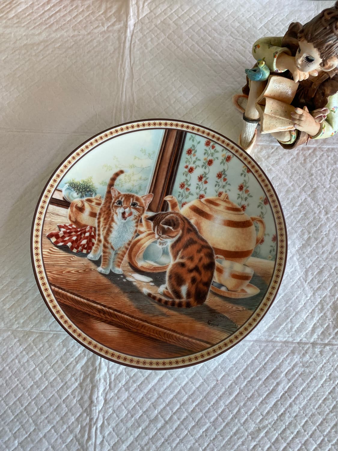 고양이 그림 장식 접시 미국 Knowles 상품이미지1