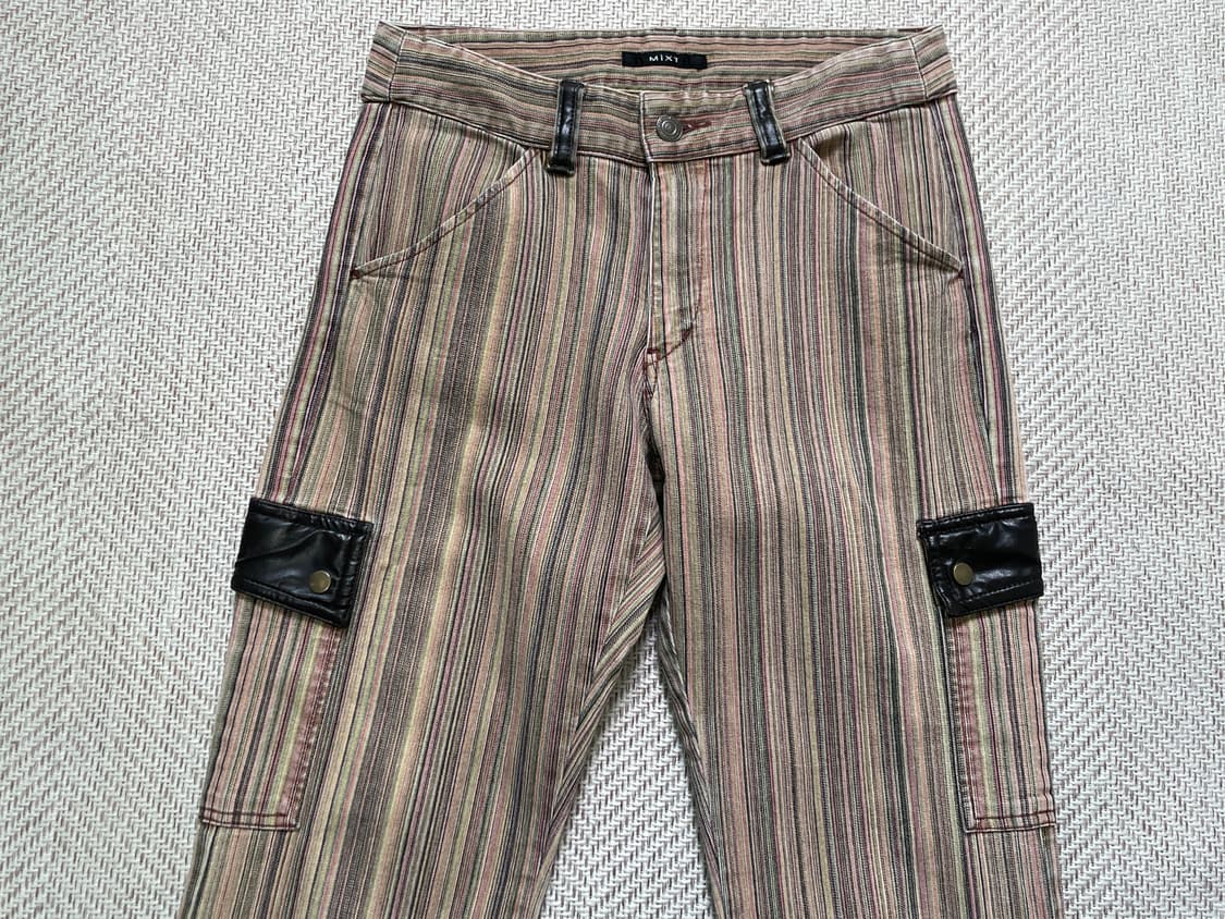 Mixt 빈티지 스트라이프 레더 포켓 데님팬츠  J04093 상품이미지3