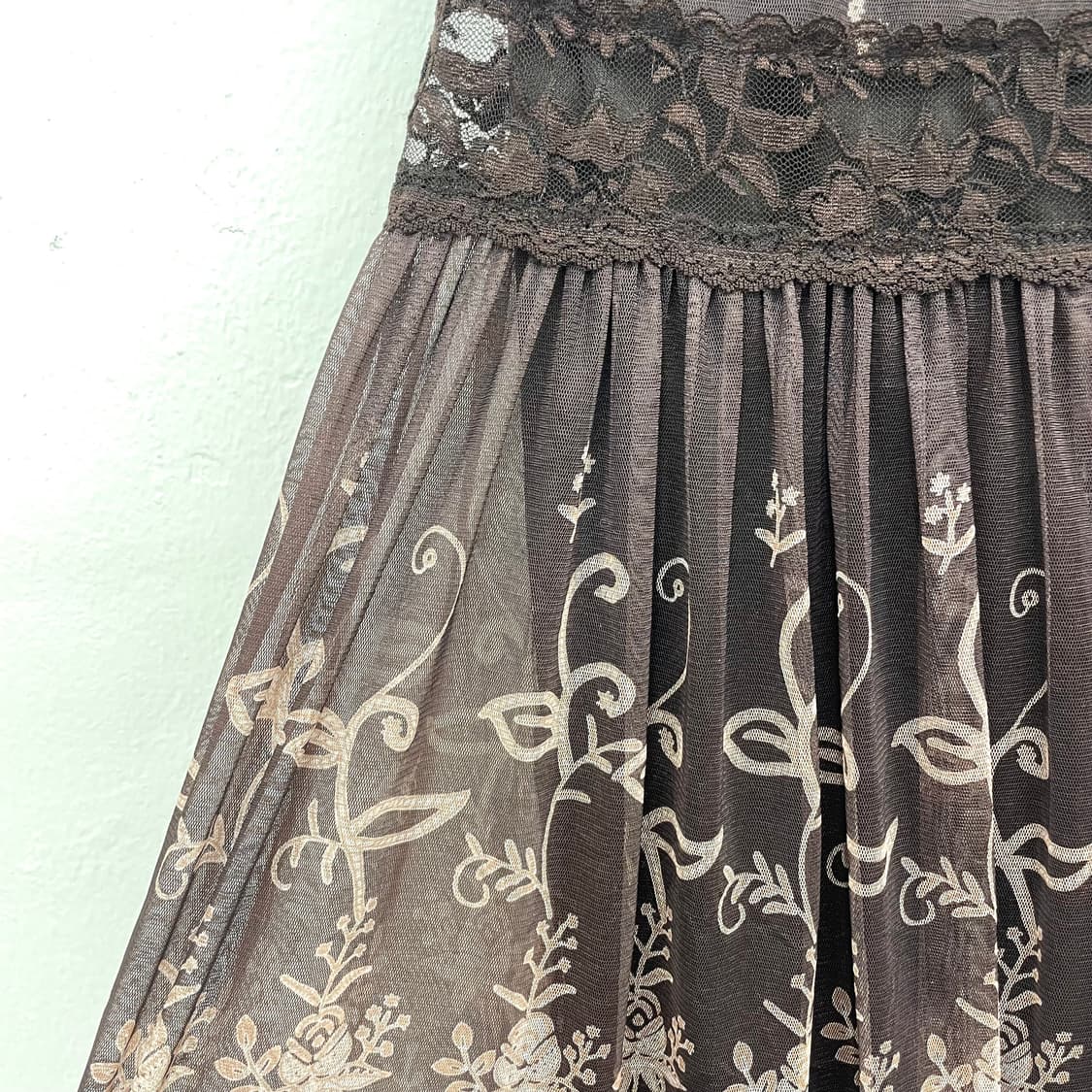 Floral embroidery chiffon skirt 상품이미지2