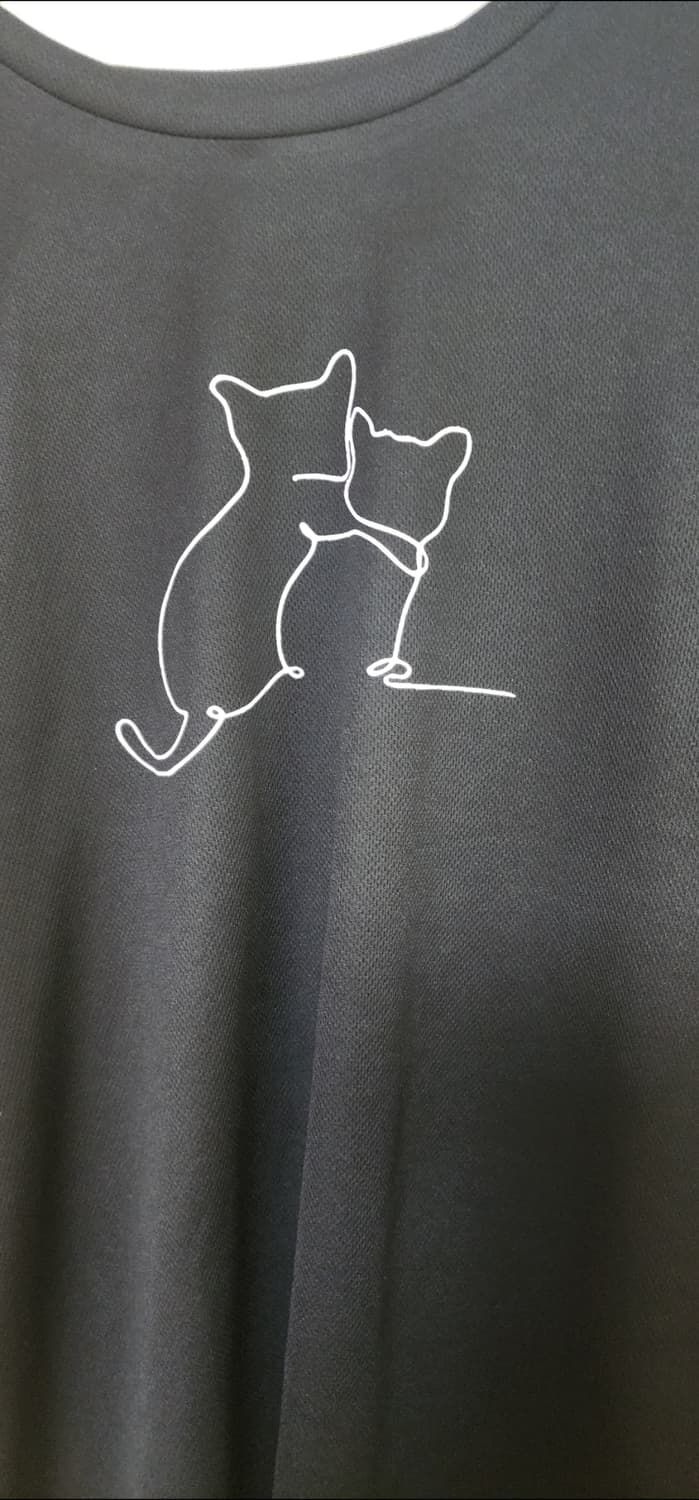 고양이 프린팅남성 검정 반팔 티셔츠2xl 거의새거 상품이미지3