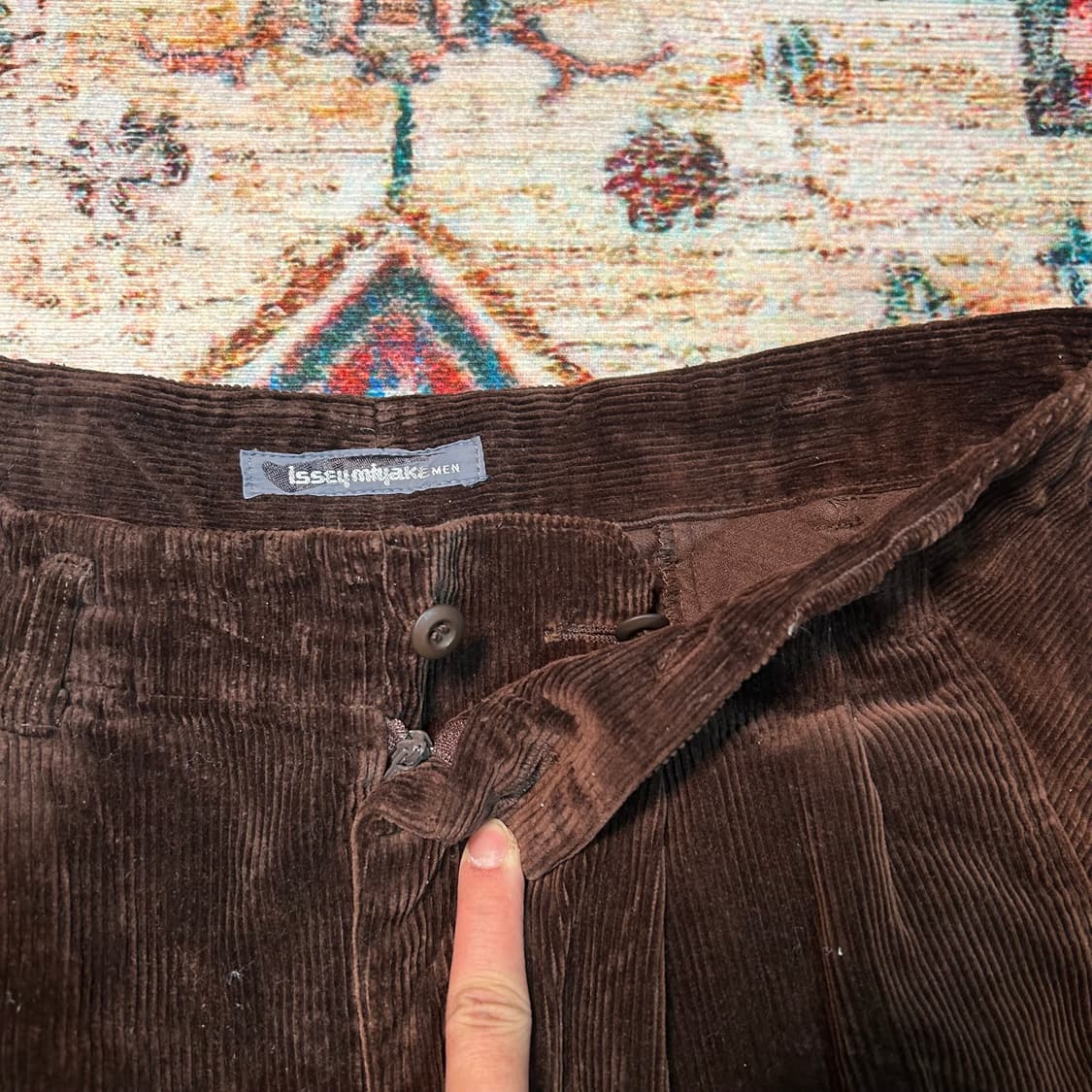 [33] 80s 이세이미야케 MEN 투턱 테이퍼드 브라운 코듀로이 팬츠 상품이미지3