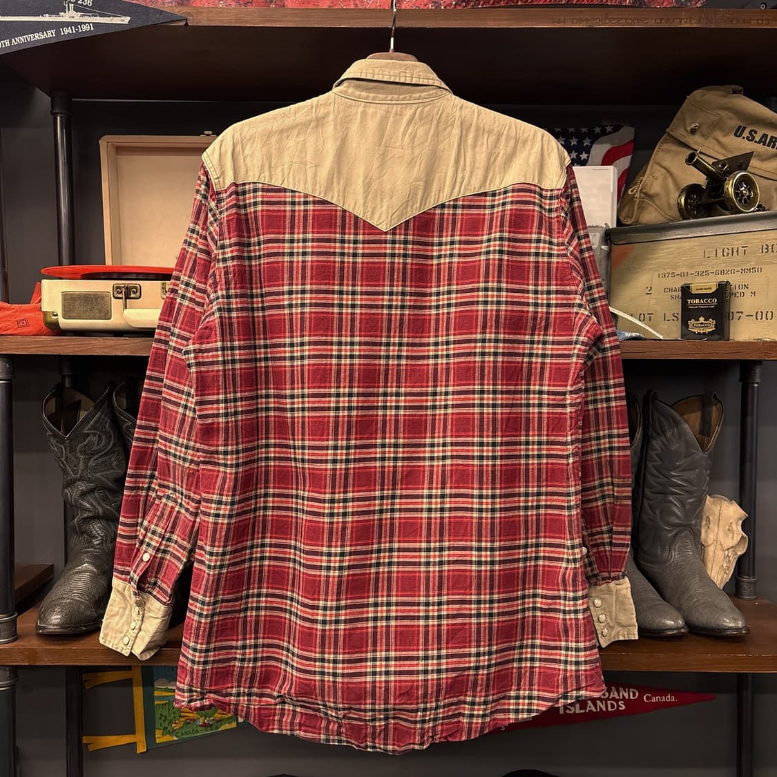 90s 랭글러 타이니 타탄체크 웨스턴 코튼 워크셔츠 N1036 상품이미지2