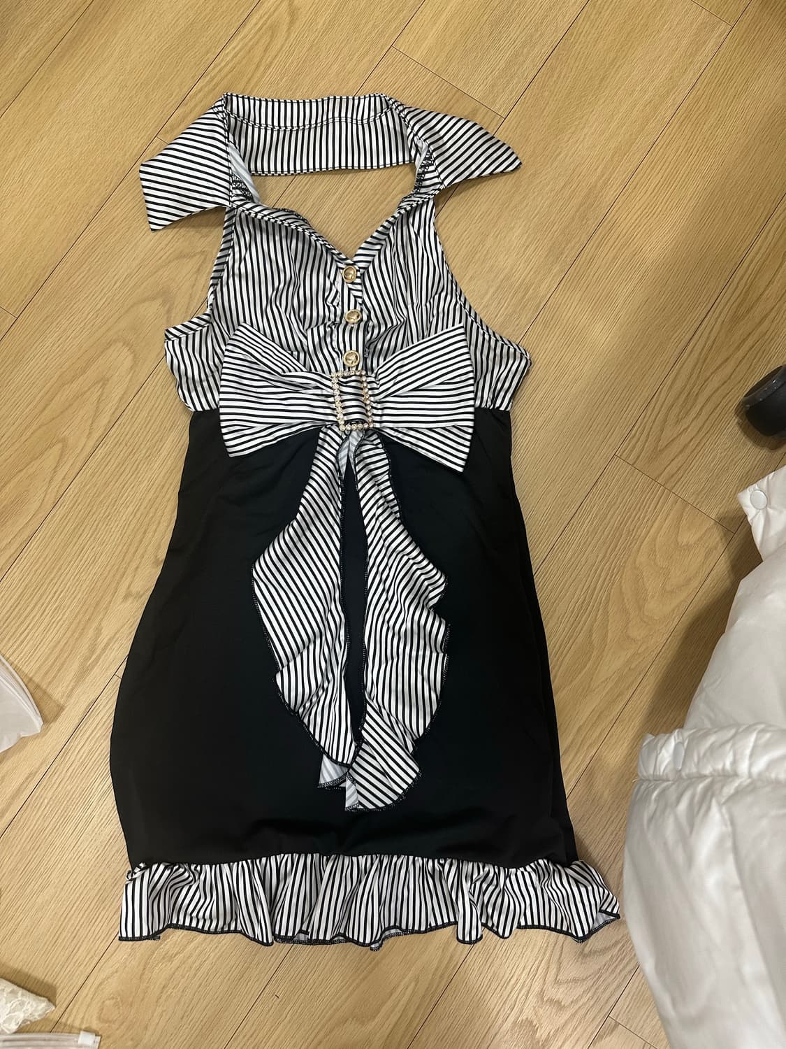 쉬인 롬위 마즈깔 오네갸루 홀터넥 스트라이프 원피스 갸루 라떼갸루 와투케 상품이미지2