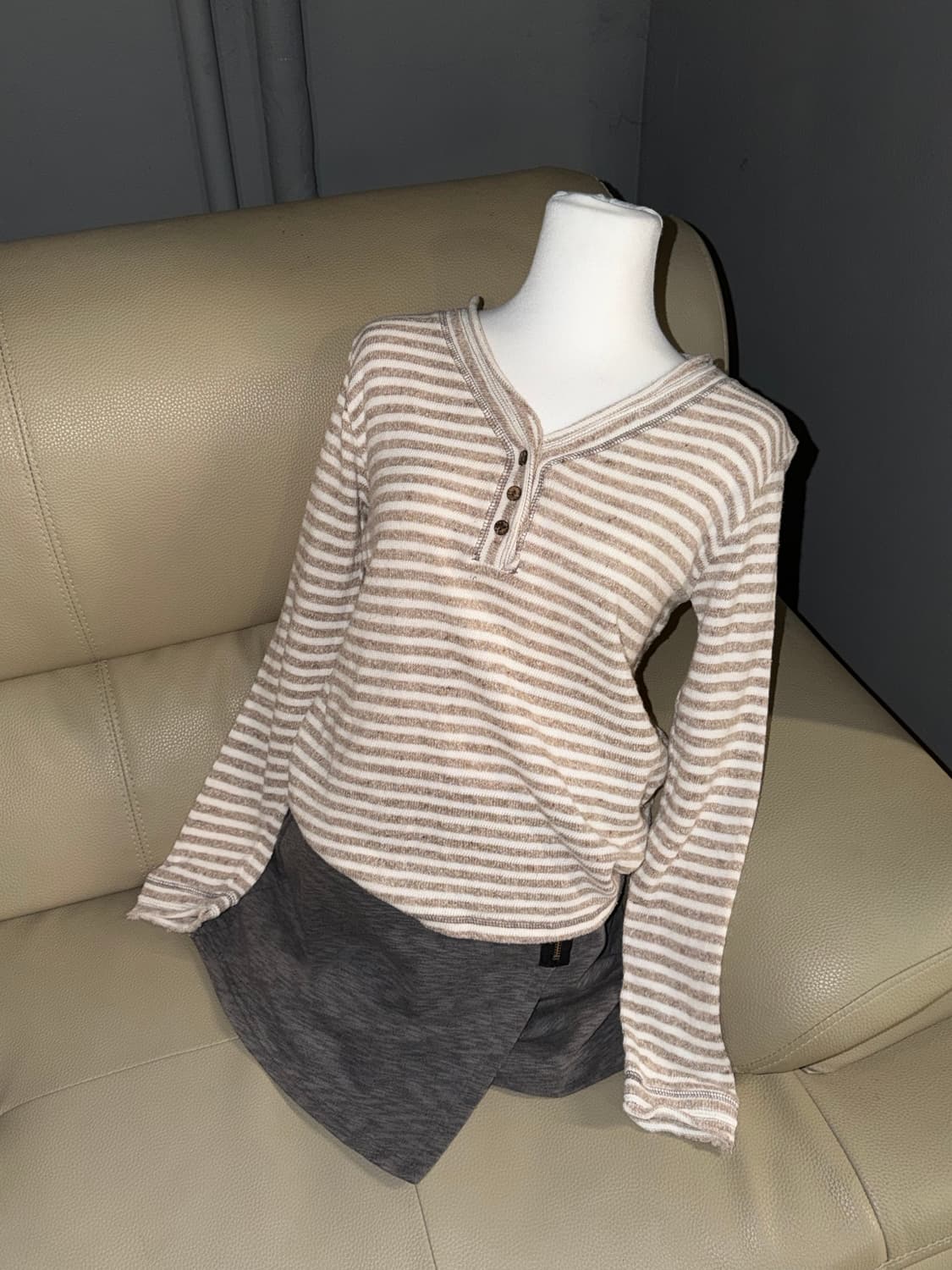 button-up stripe pattern long sleeve 상품이미지1