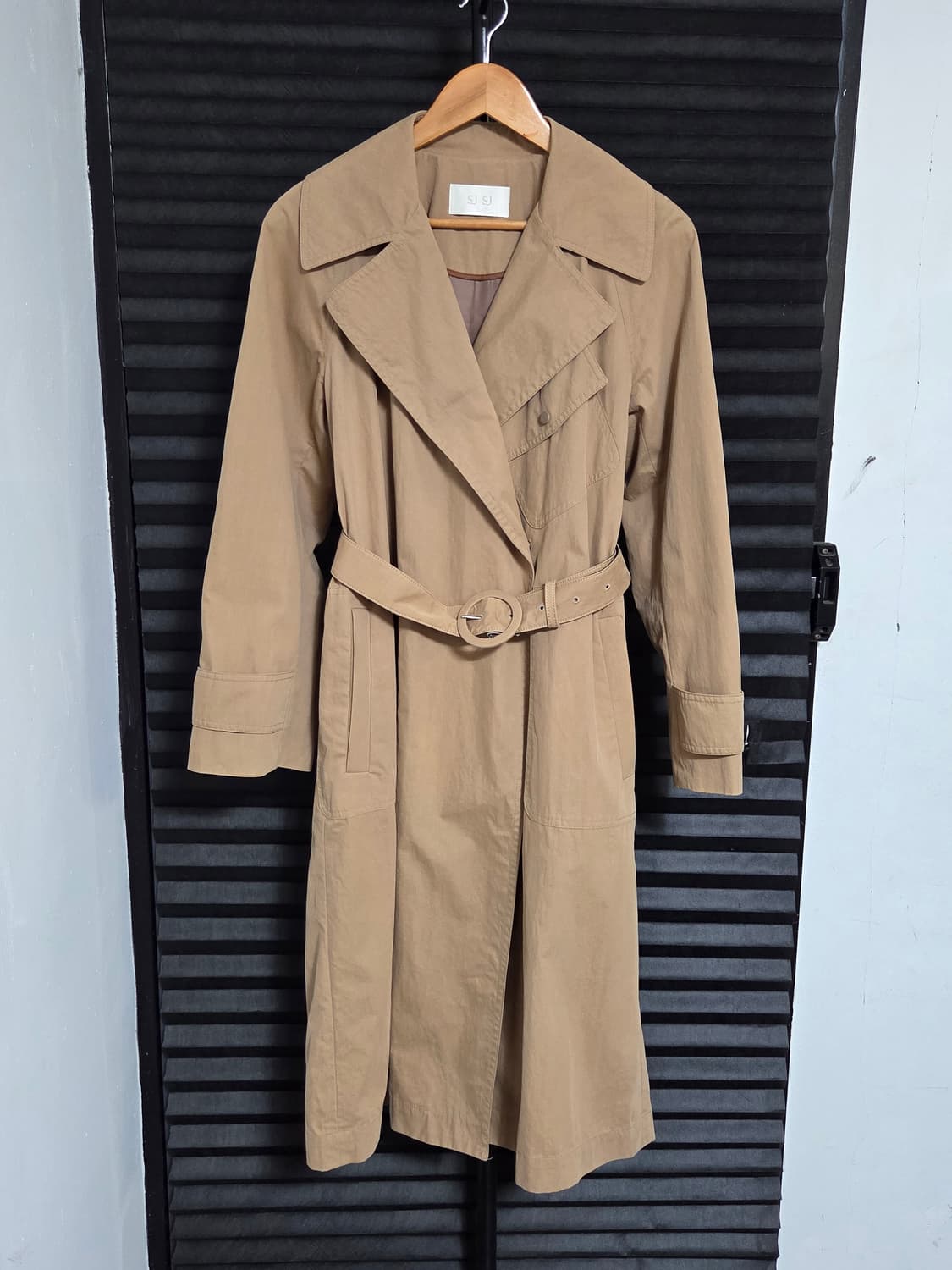 [SJSJ] 와이드 카라 면 벨티드 트렌치 코트 | 00170 상품이미지1