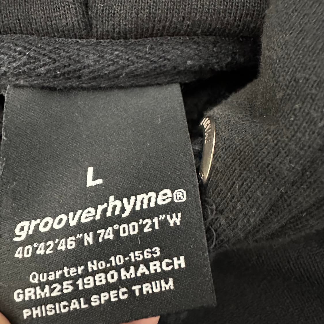 Grooverhyme 그루브라임 기모 후드티 블랙 L 상품이미지3