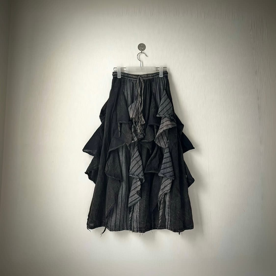 아카이브 드레이프 패치워크 셔링 롱스커트 치마  그런지 니혼진 갸루 상품이미지1