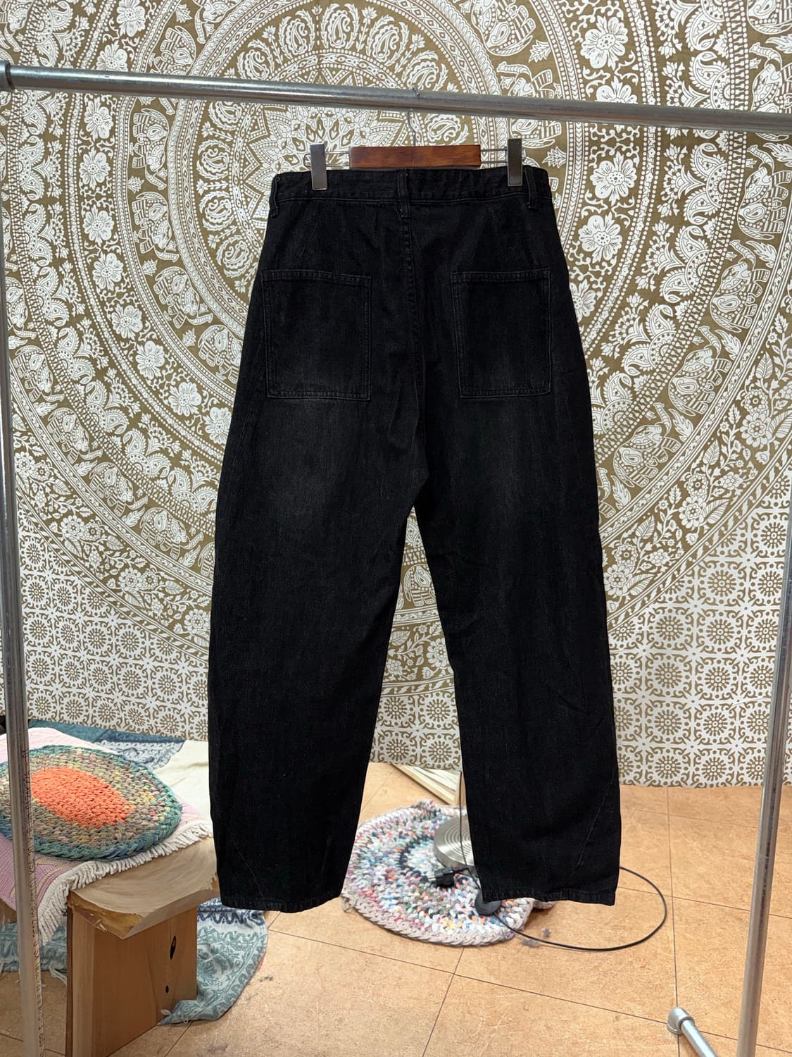 인템포무드 스트릿 워싱 벌룬핏 흑청바지 데님팬츠  상품이미지5