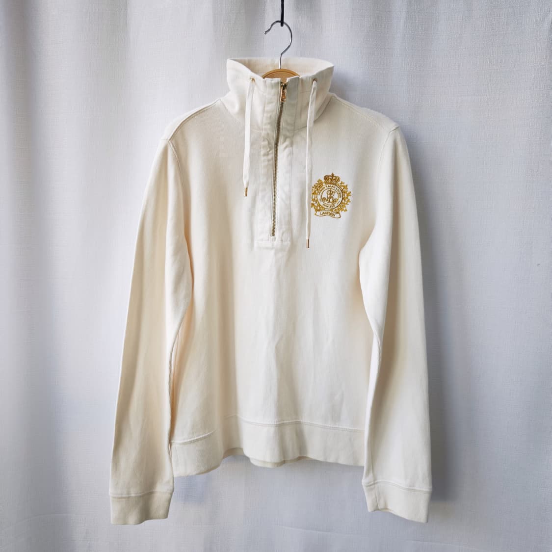 로렌 랄프로렌 골드 크레스트 하프 집업 풀오버 아이보리 S 상품이미지9