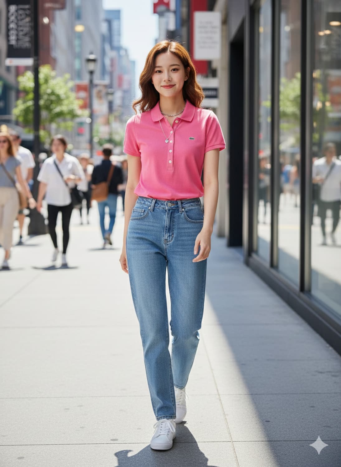 라코스테. 여자 핑크 반팔 폴로티_호칭36 상품이미지1