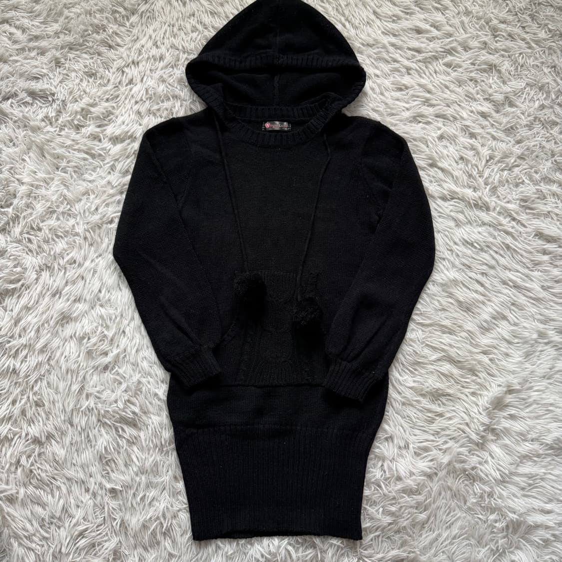 ANGEL LOVE 일본빈티지 니트 후드 원피스 방울 니트원피스 xs 상품이미지2