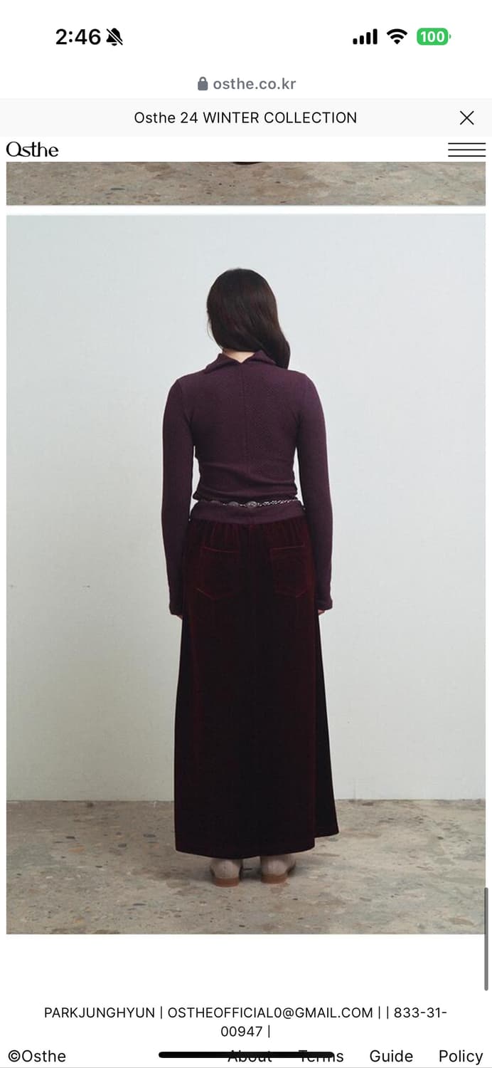 Osthe 오스더 슬릿 벨벳 스커트 상품이미지3