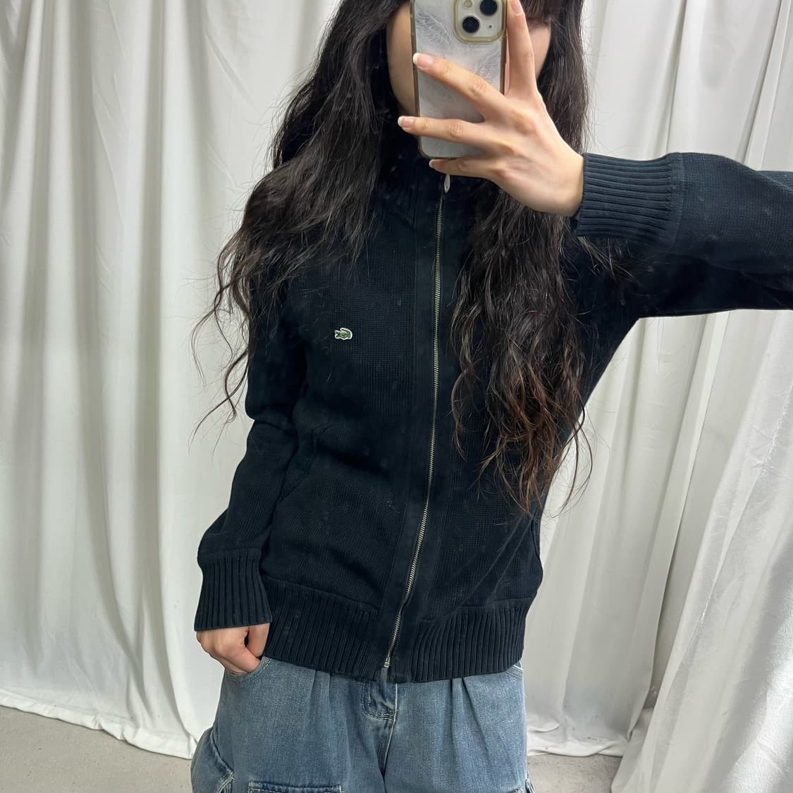 Lacoste black knit zip-up 상품이미지3