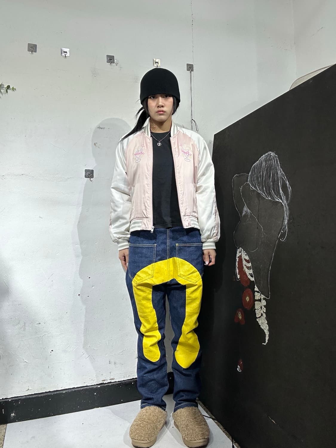 일본빈티지 Air lines 연핑크 자수 파르페 y2k 스카잔 s 57 상품이미지2