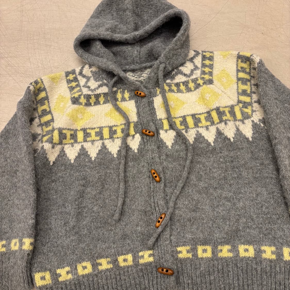 빈티지 패턴 후드 니트 가디건 상품이미지2