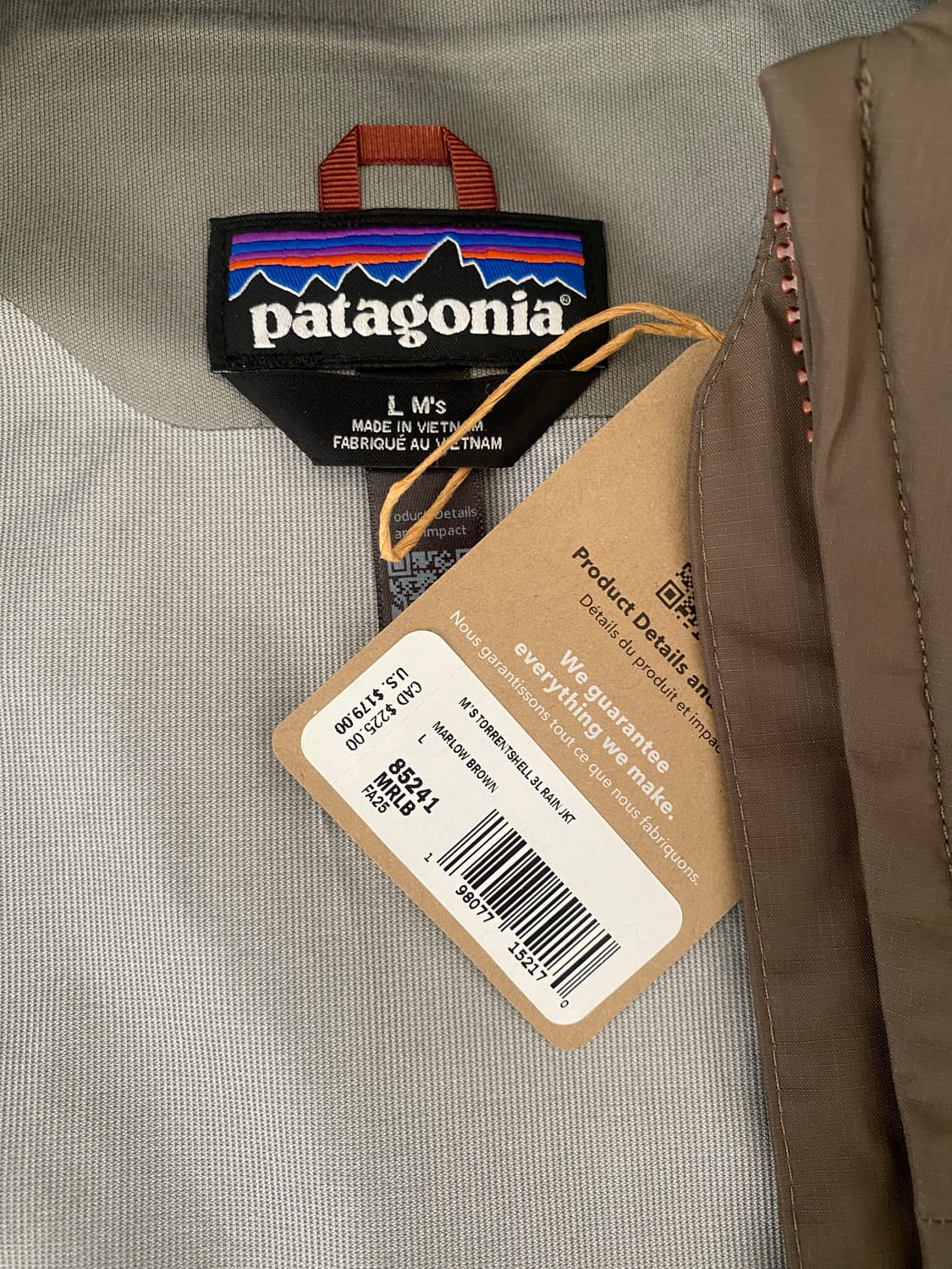 [L] 파타고니아 토렌쉘 3L 남성 자켓 말로 브라운 새제품  상품이미지4