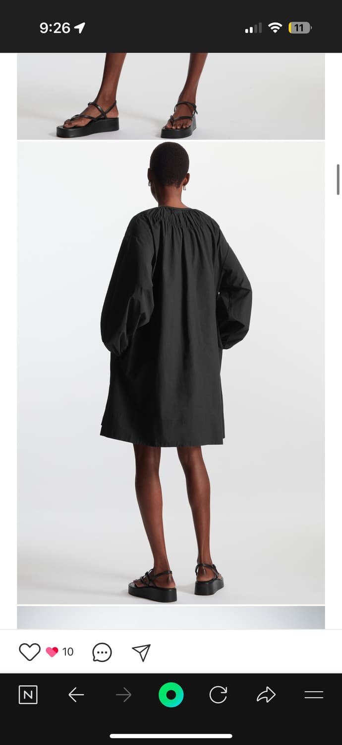 COS 오버사이즈 게더드 미니 드레스 블랙 상품이미지3