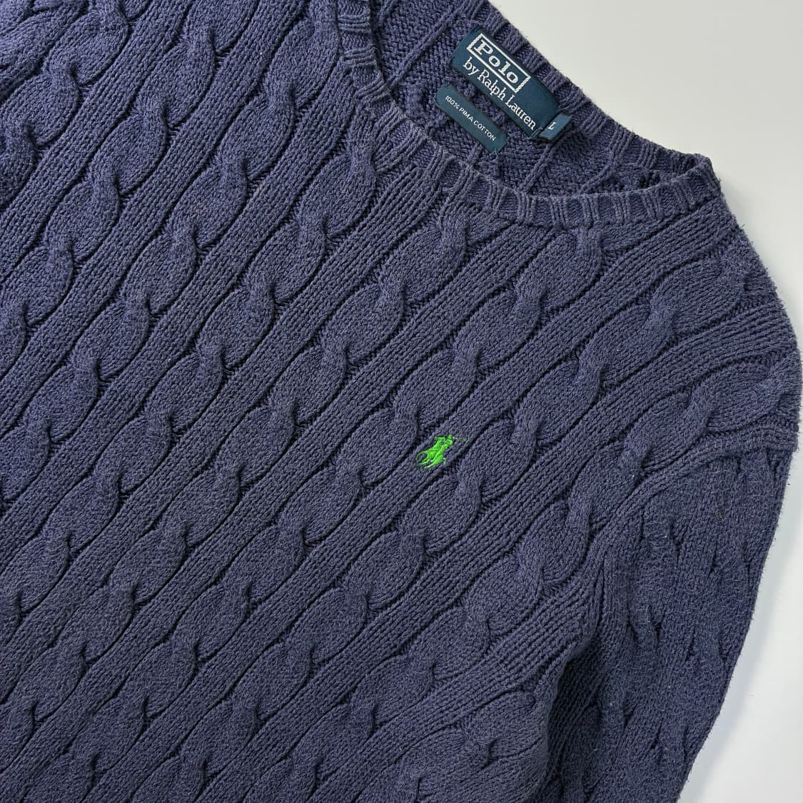 Polo 폴로 랄프로렌 피그먼트 네이비 케이블 니트 상품이미지3
