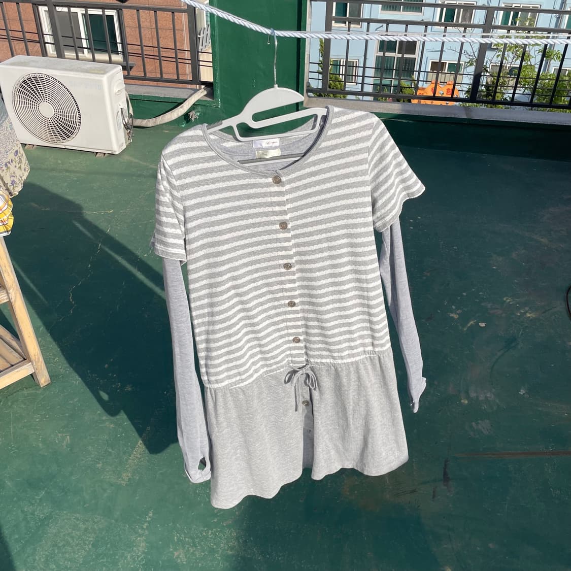 그레이 스트라이프 원피스 세트 상품이미지4