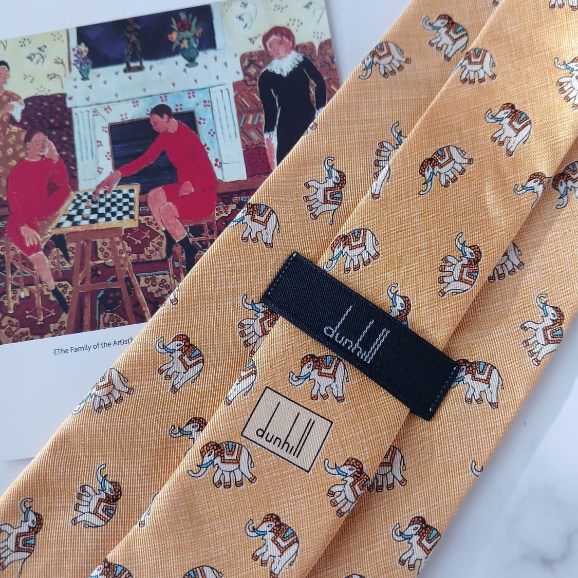 던힐 실크 옐로우 코끼리 모티브 넥타이 9.7cm A+등급 A19176
 상품이미지5