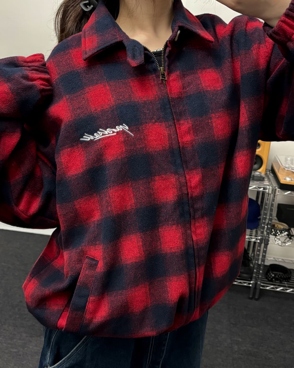 빈티지 플란넬 울 체크 퀼팅 점퍼 상품이미지3
