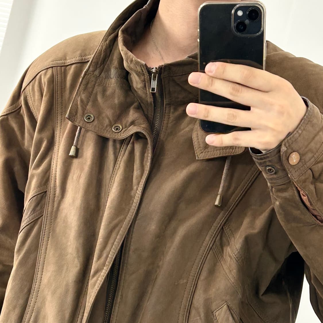 H.B Leather 90s 하이넥 소가죽 봄버 자켓 상품이미지2