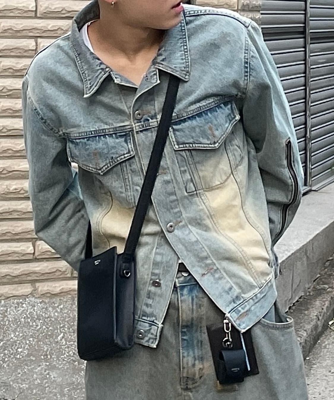 사이드지퍼 크롭 데님자켓 트러커 상품이미지4