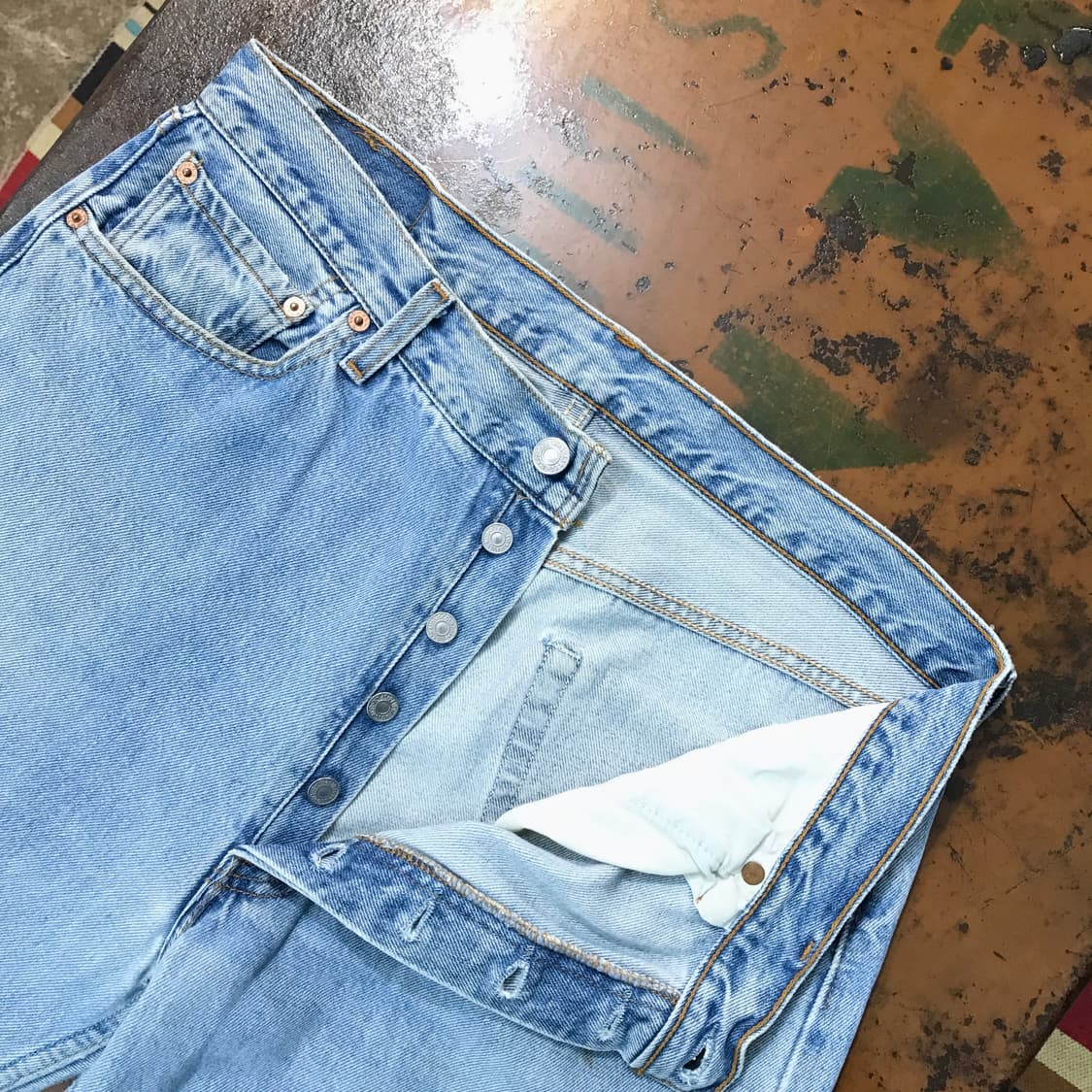 90s usa 리바이스 501 연청 데님 숏 팬츠 반바지 허리 34 35 상품이미지3