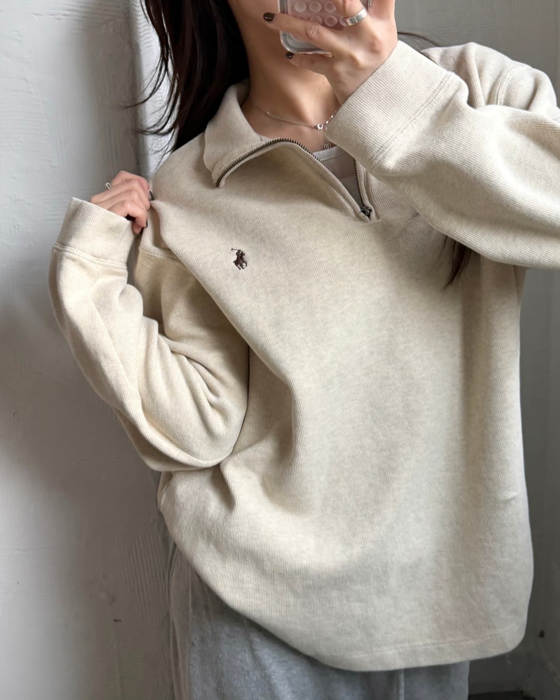 Polo 폴로 랄프로렌 아이보리컬러 코튼 하프집업 상품이미지2