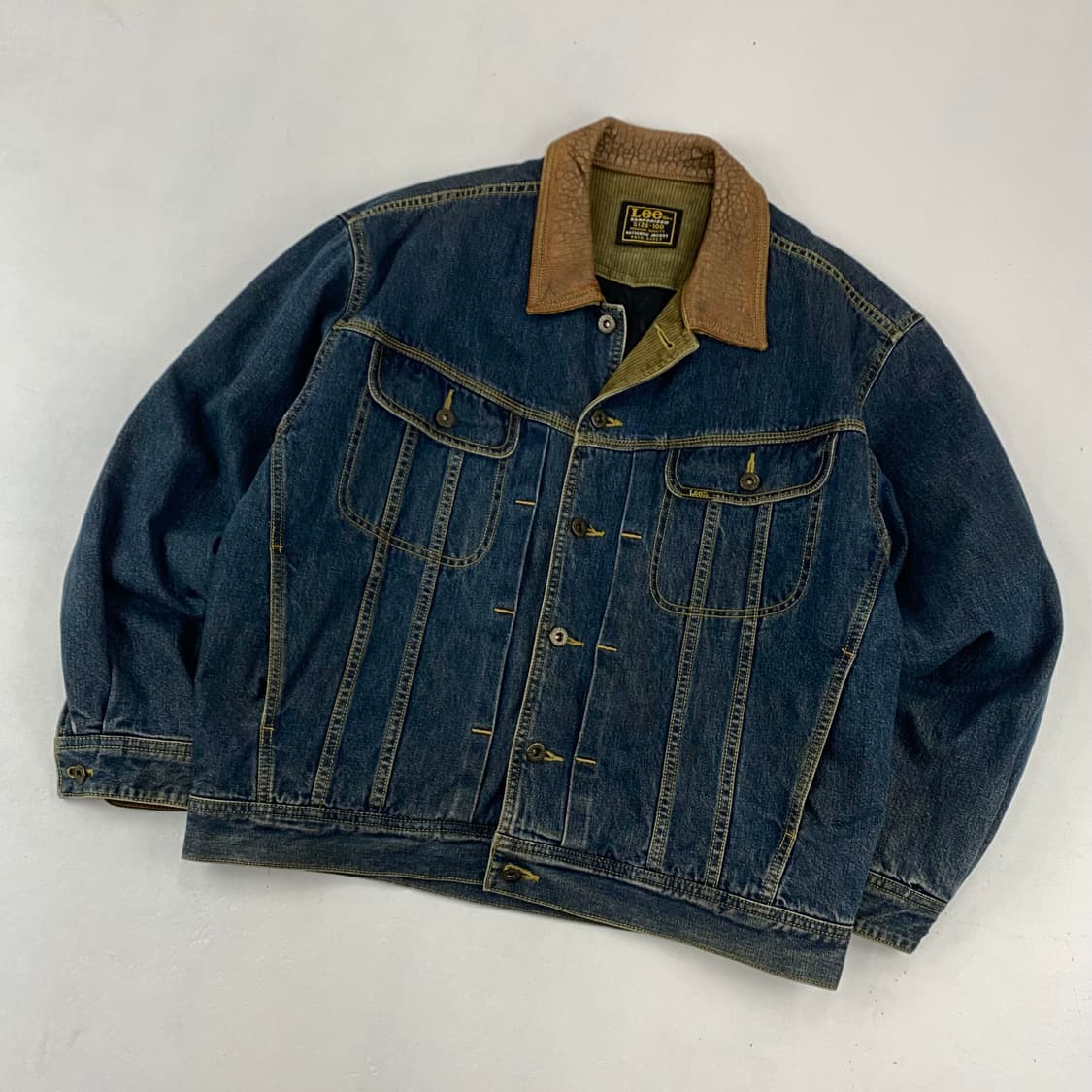 90s Lee 레더 카라 데님 트러커 자켓 (100) 상품이미지1