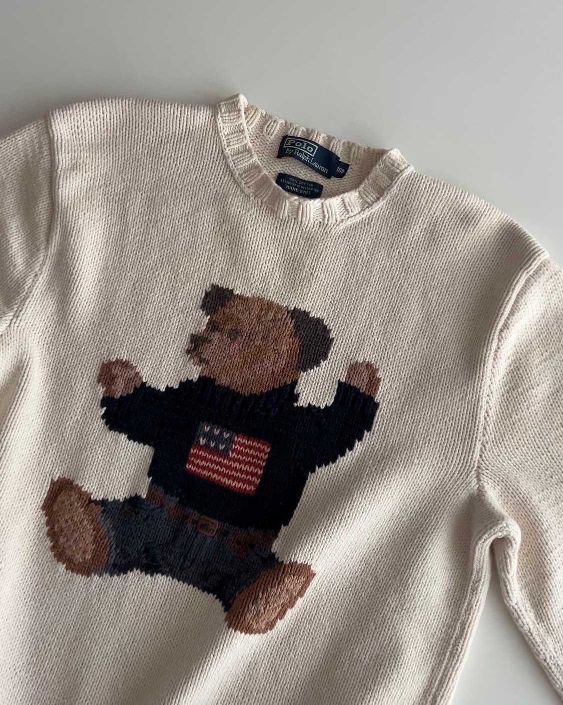 90s 폴로 랄프로렌 싯다운 베어 니트 100  상품이미지2