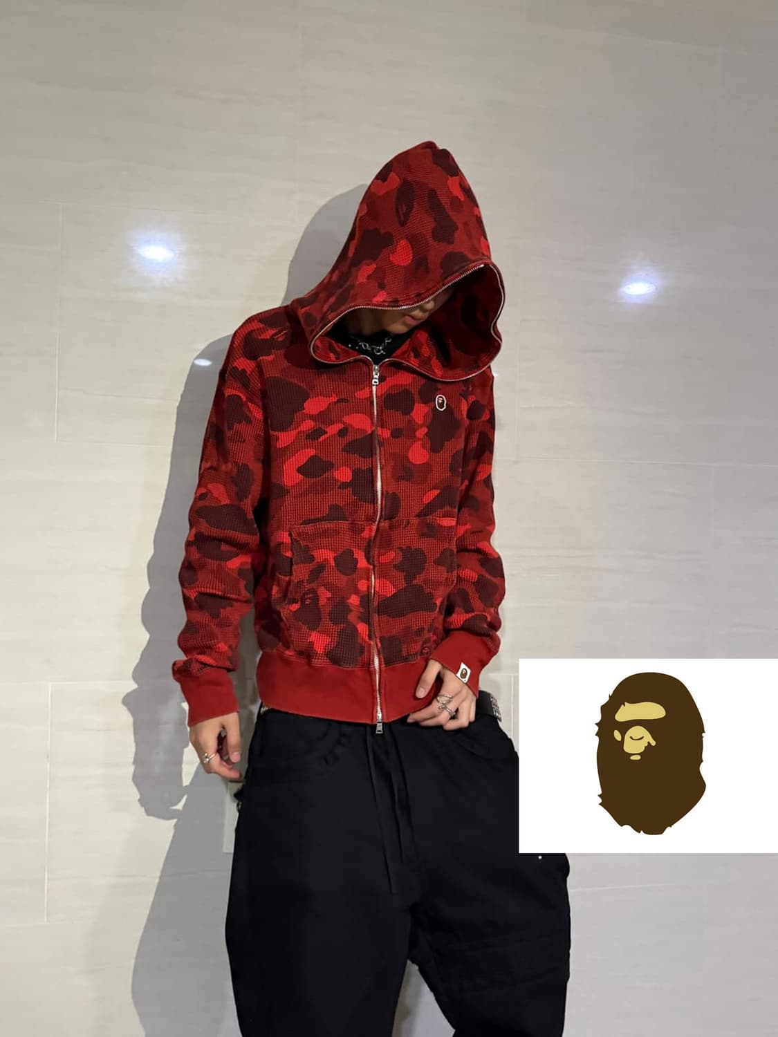 [정품] 베이프 레드 카모 집업 L 상품이미지1