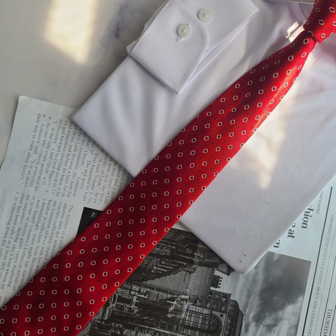 타미힐피거 실크 레드 패턴 넥타이 7.8cm S~A+등급 G2
 상품이미지4