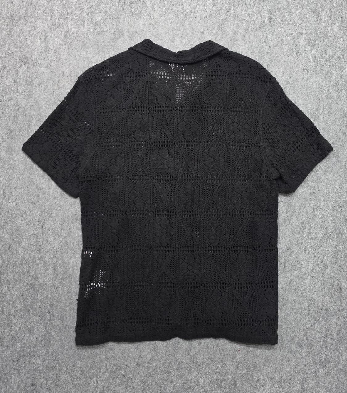 커버낫 크로셰 베이직 오픈카라 라운드 니트 반팔 셔츠 S 상품이미지2