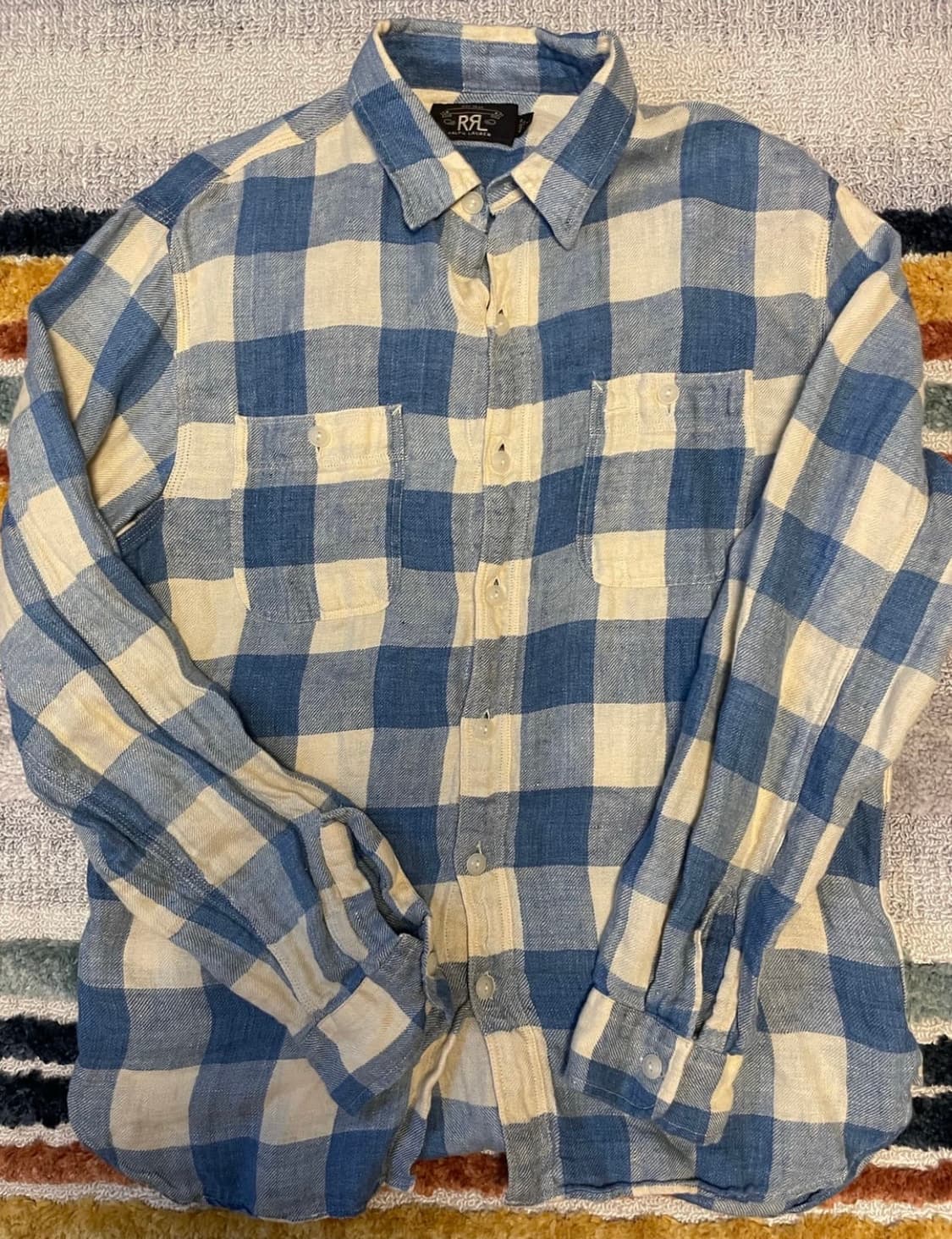 더블알엘 린넨 플렌드 체크셔츠 m 상품이미지1