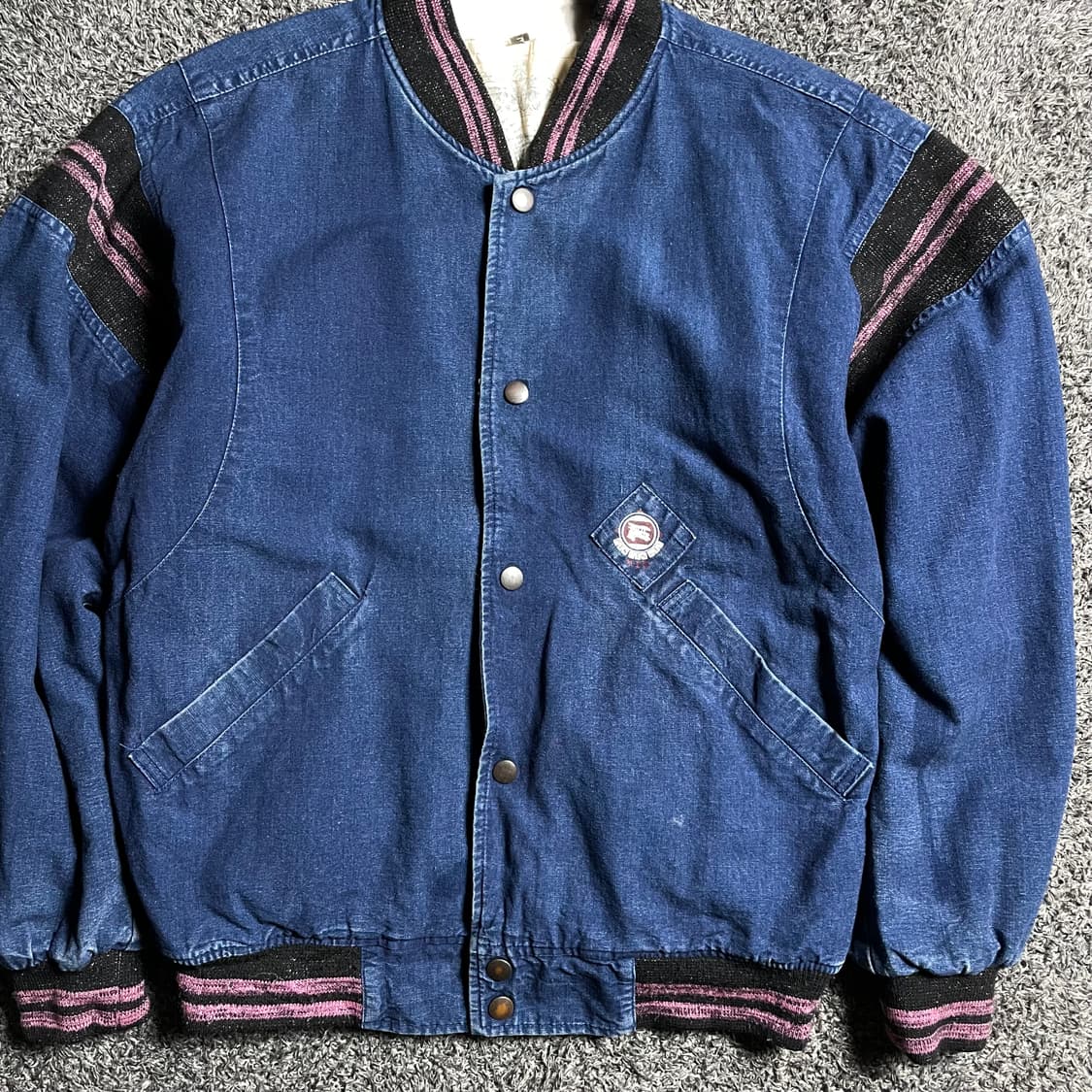 90s 킹 조나단 인디고 바시티 자켓 상품이미지3