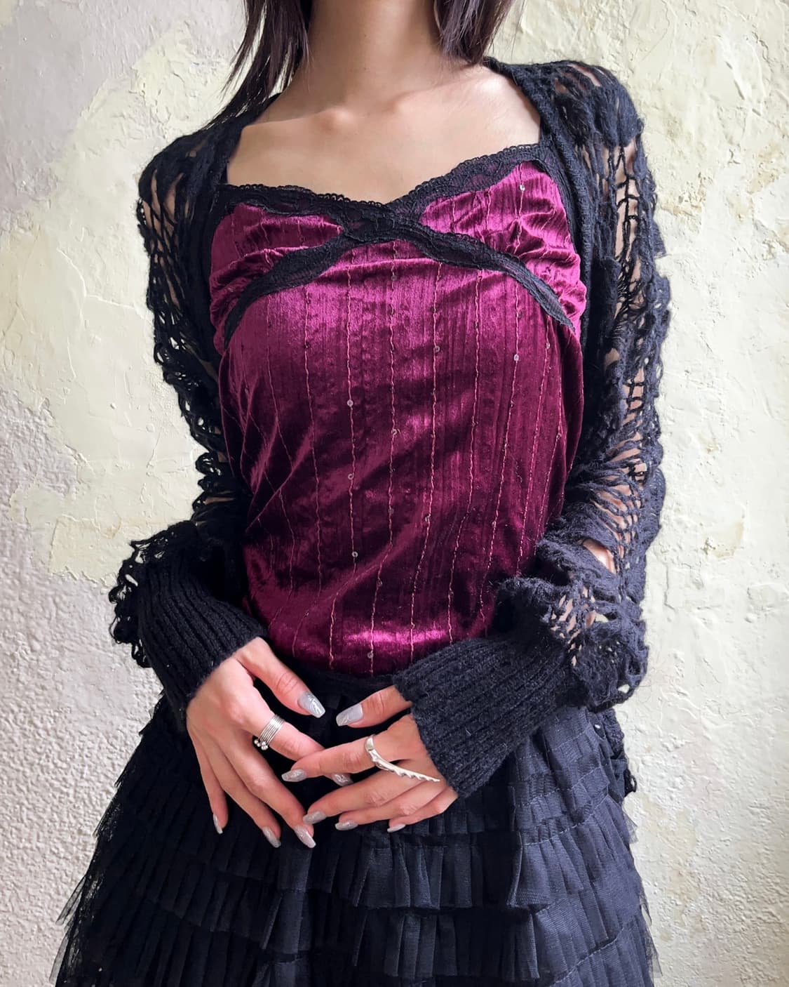 Purple velvet lace sleeveless 상품이미지4