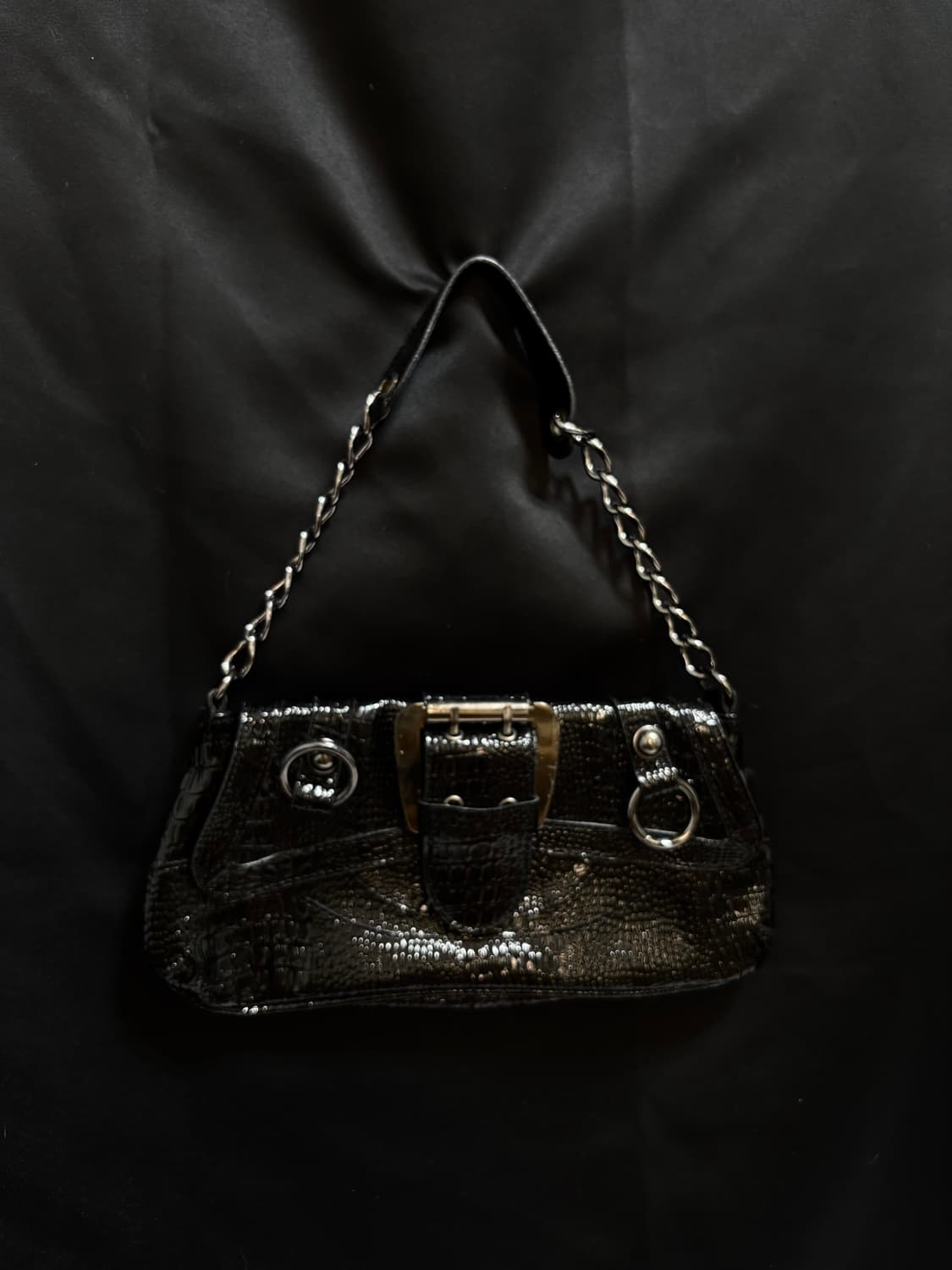 “Unknown” Y2K Design Buckle Black Bag 상품이미지5