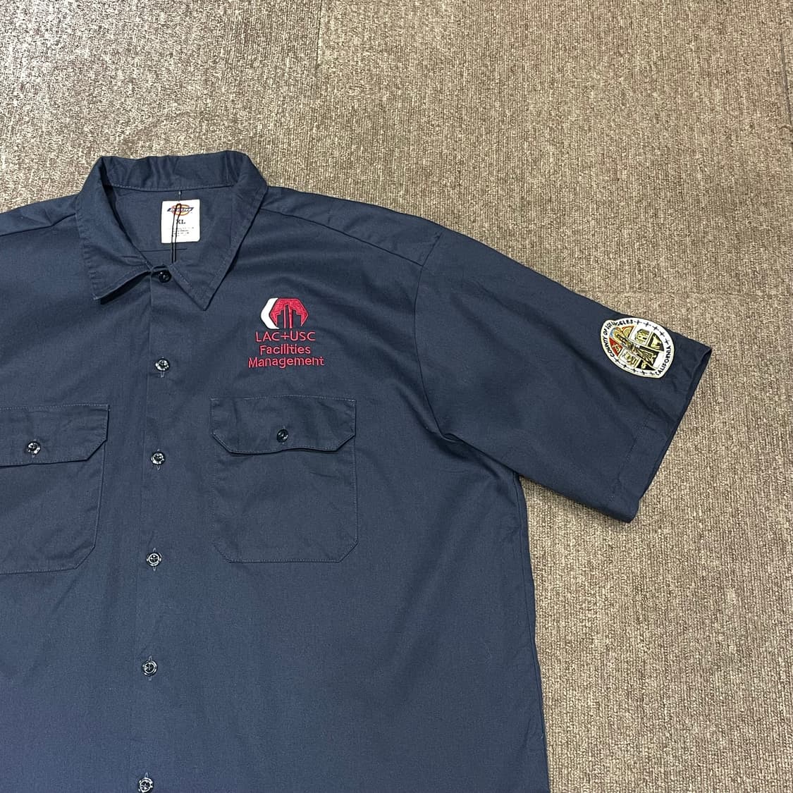 (XL) Dickies 디키즈 반팔 워크 셔츠 패치 네이비 상품이미지4