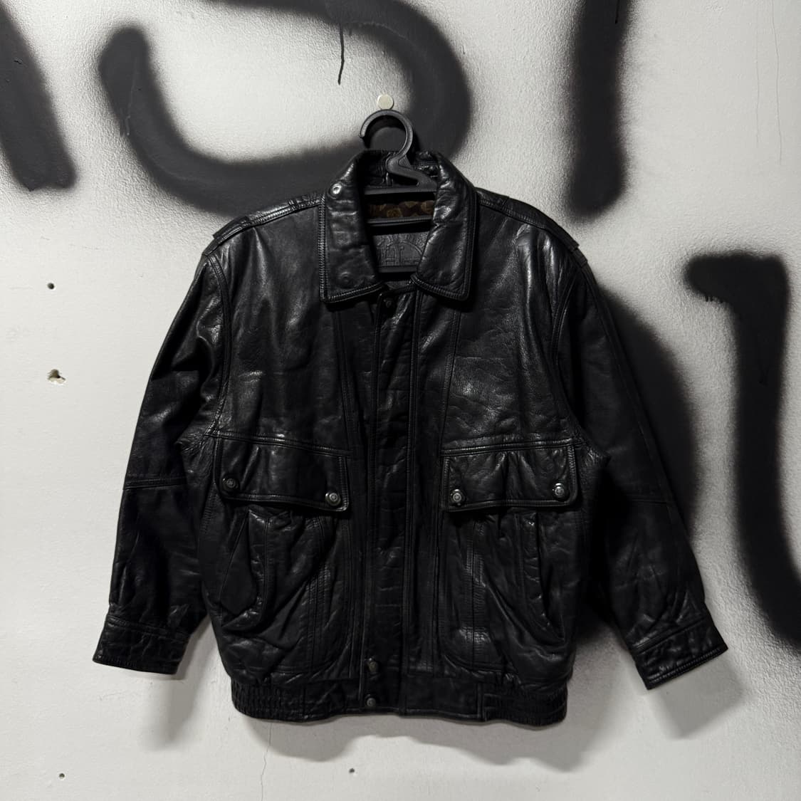 VTG 빈티지 100% 소가죽 리얼레더 싱글 블루종 자켓 상품이미지1