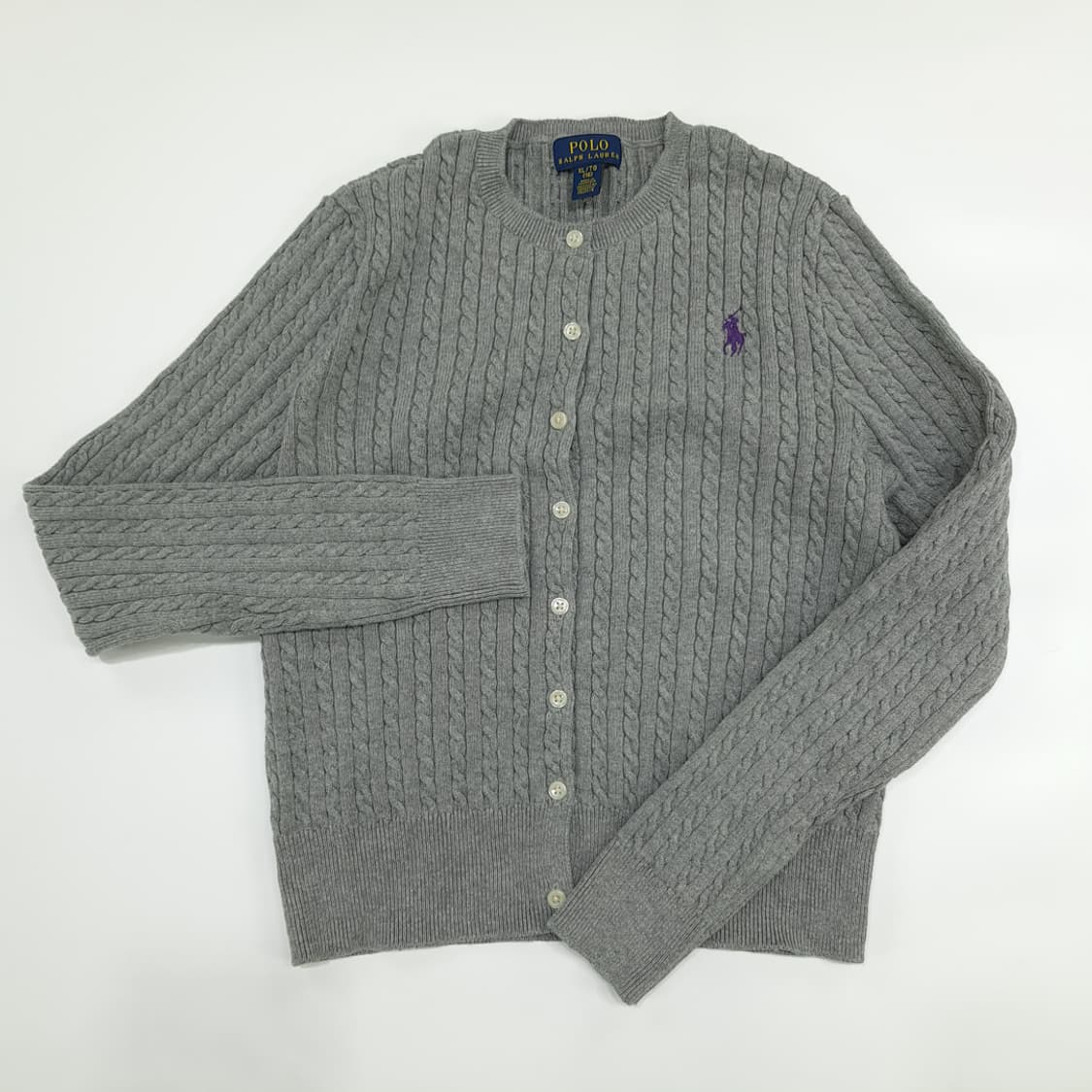 CN123W XL 폴로 랄프로렌 그레이 케이블 꽈배기 긴팔 니트 가디건 상품이미지2