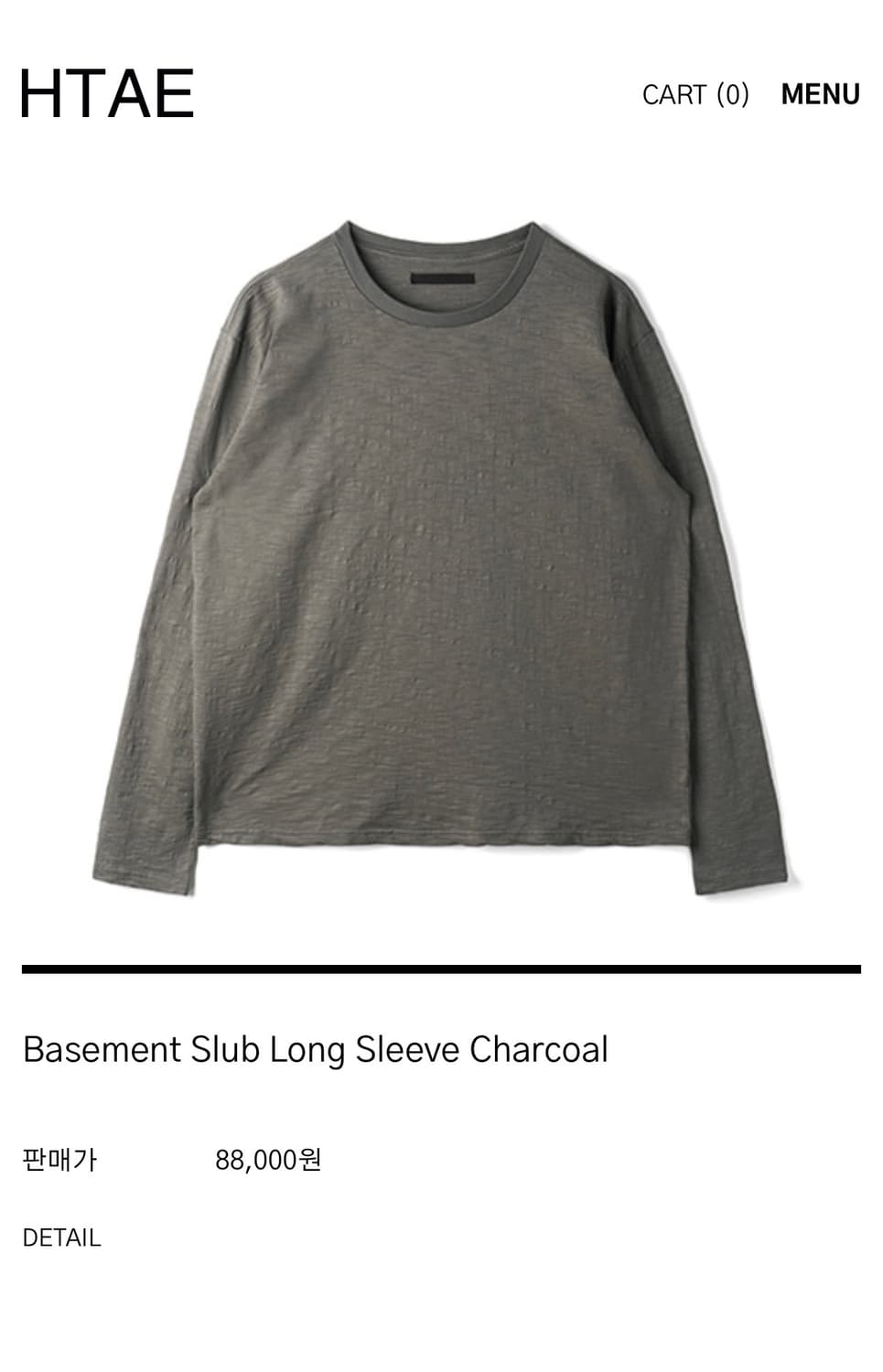 Htae Basement Slub Long Sleeve Charcoal  상품이미지1