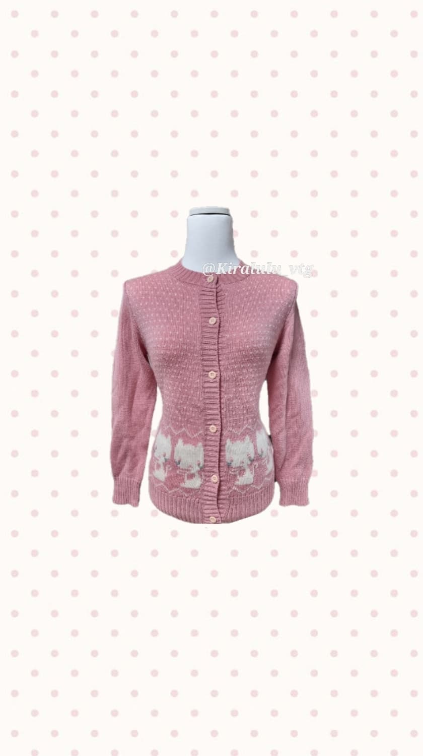 고양이 네코 핑크 니트 가디건 상품이미지1