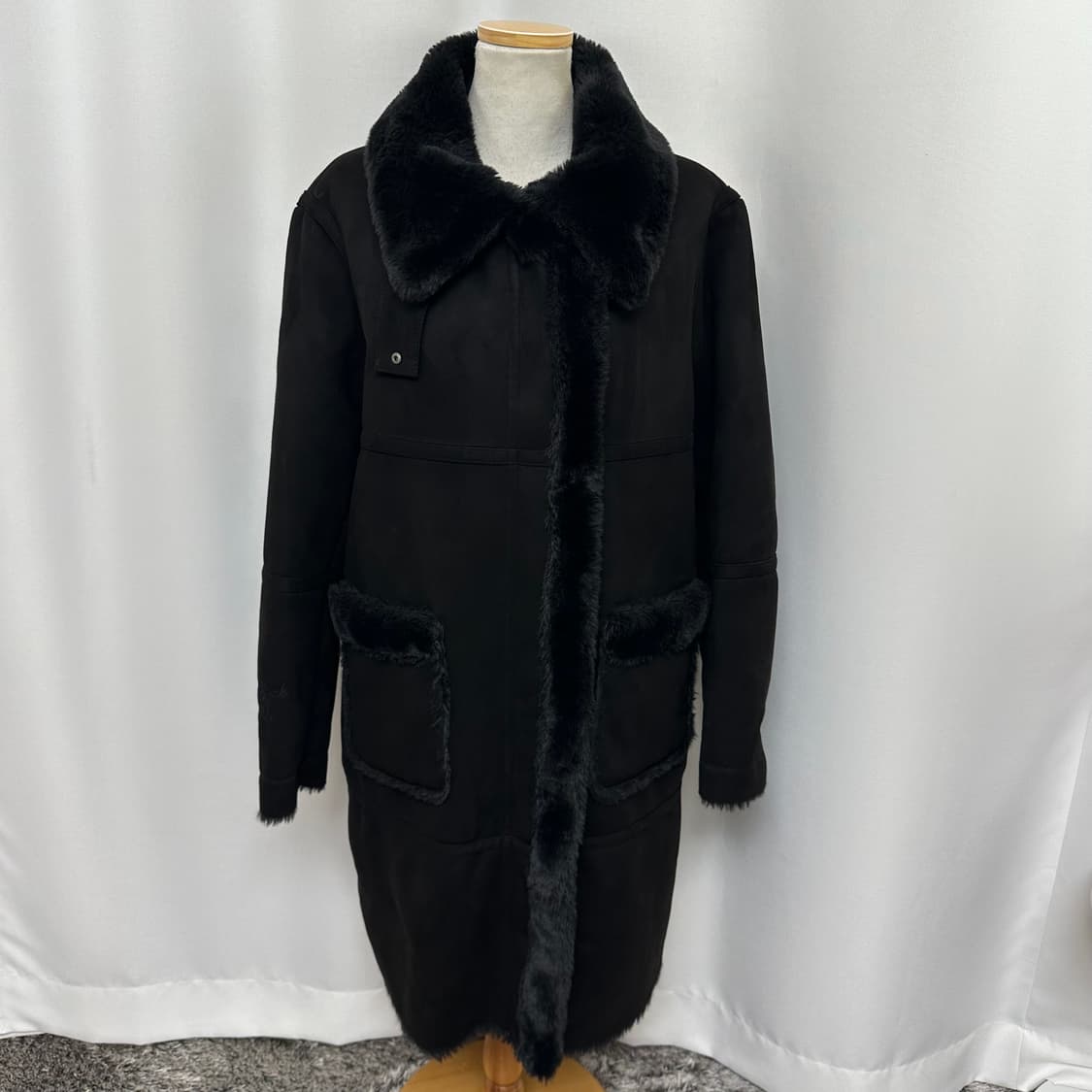   NBA 여자 보들보들 무스탕 안감퍼 롱코트 블랙 S  상품이미지1