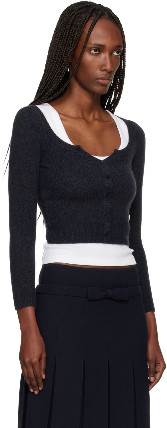 [6,8,10]슈슈통 25fw 와이드 라운드 넥 피티드 가디건/네이비 상품이미지3