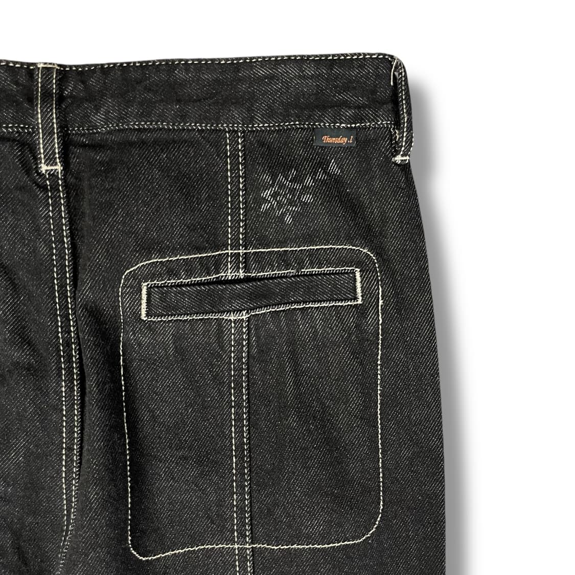 (29) 써스데이아일랜드 유니크 롤업 스티치 흑청 데님 팬츠 M 상품이미지3
