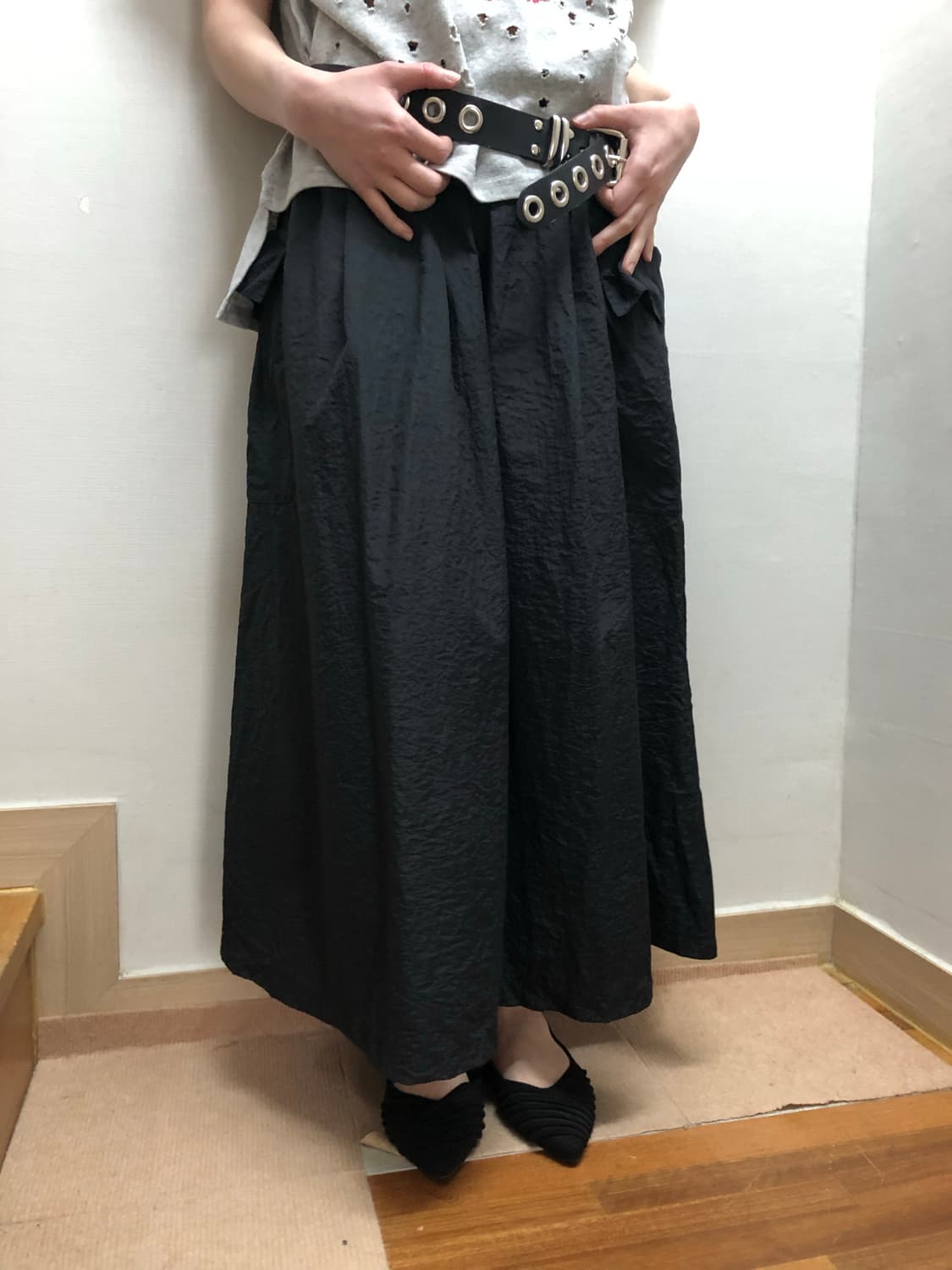 빈티지 블랙 포켓 롱 스커트 상품이미지6